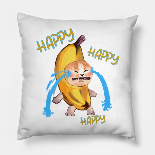 Cat - Happy -Meme Pillow by ManyaArtShop 