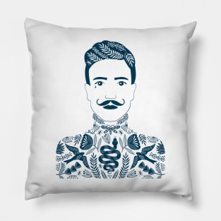 Tattoo Man navy Pillow