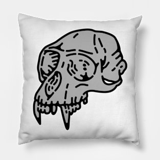 Skull Monkey-Grey Pillow