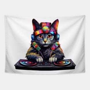 90s Retro DJ Cat Tapestry