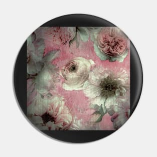 PINK GREY 80S CHINTZ FLORAL DESIGN DECO WATERCOLOUR ART POSTER Pin