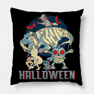 Retro Dinosaur Mummy Pumpkin Cat Witch Halloween Crew Party Pillow