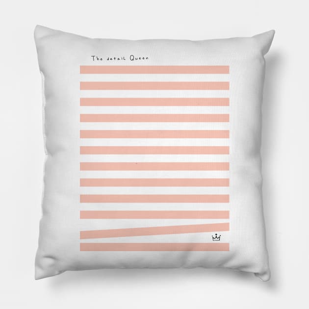 The Detail Queen Pink Stripes and Crown Design Pillow by PerttyShirty