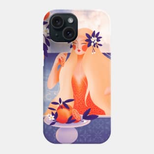 Beautiful mediterranean mermaid with oranges, version 2 Phone Case