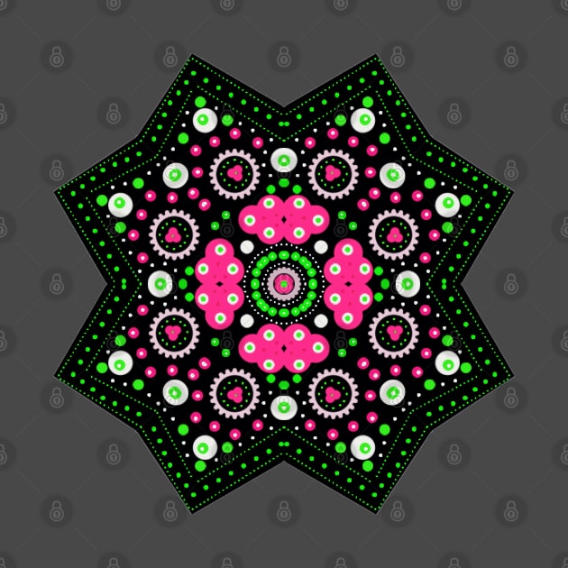 Green & Pink 16 Sided Mandala by FunkyStyles