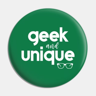 Geek and Unique Text with Nerdy Glasses - Green Pin