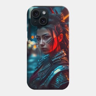 Beautifull women Cyberpunk Samurai Japanese Phone Case