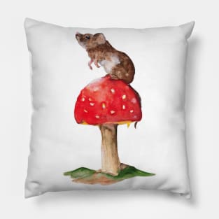 Watercolor - Mouse on mushroom Pillow