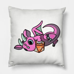 Flying Cute Pink and Orange Dice Goblin Dragon Baby Pillow