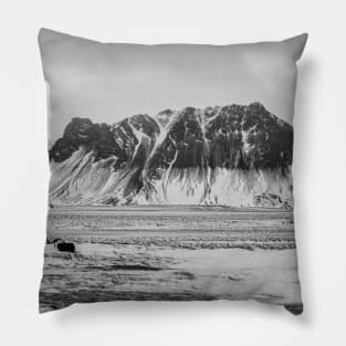 Landscape in Black and White (Mountain) Pillow