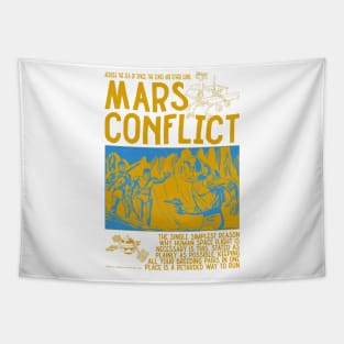 Mars Conflict / Vintage Comic Style Gold Tapestry