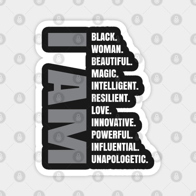 I Am | Black Woman Magnet by UrbanLifeApparel