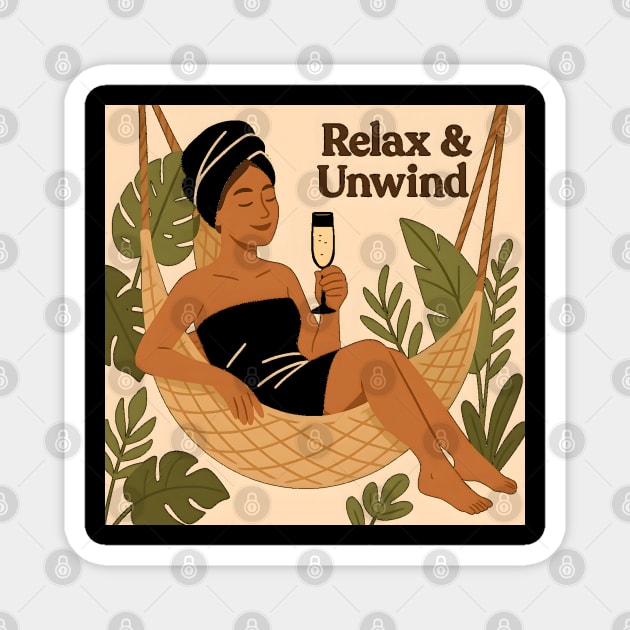 Relax And Unwind Wellness Mindfulness Gift Magnet by Koraful