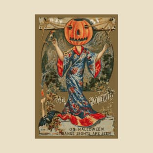 Vintage Look for Halloween - Lady Pumpkin Head T-Shirt