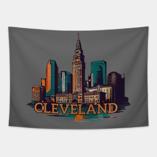 Cleveland cityscape Tapestry