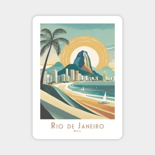 Vintage Rio de Janeiro Brazil Travel Poster Magnet