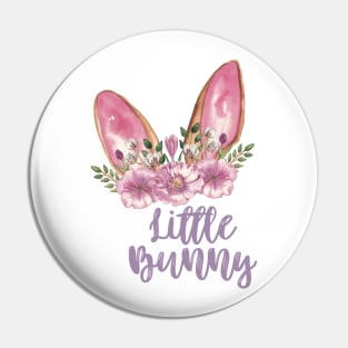 Little Bunny - Easter Bunny Ears with Purple Flowers Pin