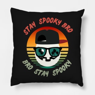 Sunset beach surfer Halloween skull Pillow