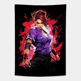 Kung Fu Anime Girl Tapestry