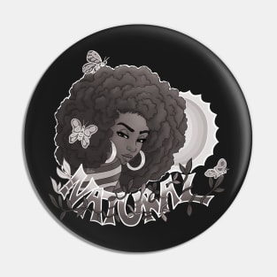 Black and White Natural | Black Woman Art Pin