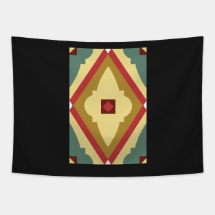 Abstract diamond geometric pattern red, yellow and green Tapestry