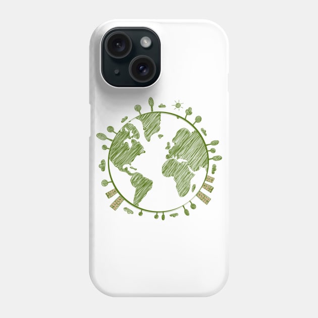 Green Planet Earth Phone Case by Honu Art Studio