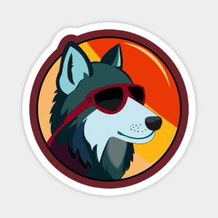 Wolf face with sunglass Magnet