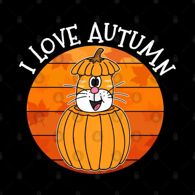 I Love Autumn Cat Pumpkin Fall Thanksgiving by doodlerob