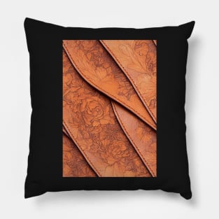 Brown Ornamental Leather Stripes, natural and ecological leather print #69 Pillow