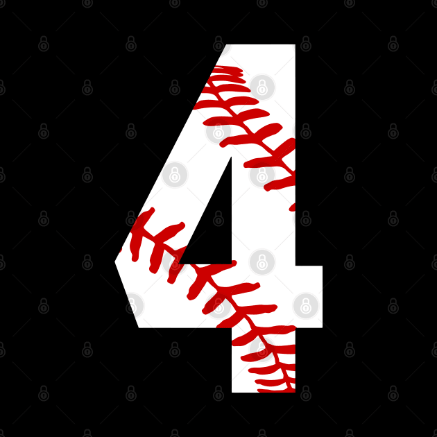 Baseball Number 4 #4 Baseball Shirt Jersey Favorite Player Biggest Fan by TeeCreations