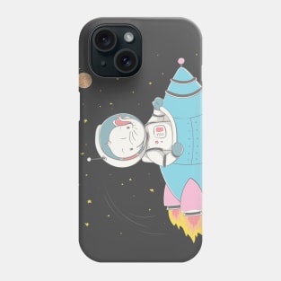 Lovely cute elephant rises in the rocket in space Phone Case