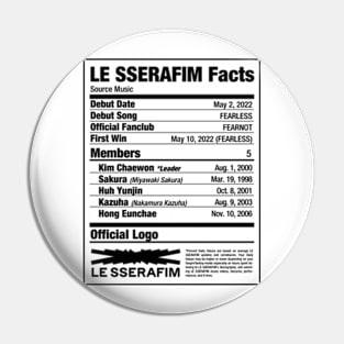 LE SSERAFIM Nutritional Facts 2 Pin