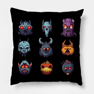 Creepy Scary Spooky Halloween Faces Pillow