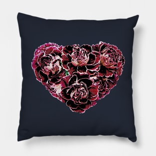 Carnations - Maroon Carnation Heart Pillow