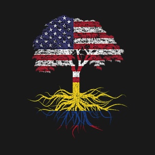 American Grown with Colombian Roots USA Flag T-Shirt