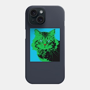 CAT POP ART BLUE GREEN Phone Case