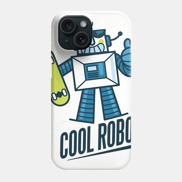 Cool Robot - Cute Skateboard Phone Case by rjzinger