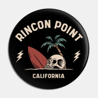 Vintage Surfing Rincon Point California // Retro Surf Skull Pin