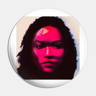 On the Wall - Red Glitch Art Portrait Pin