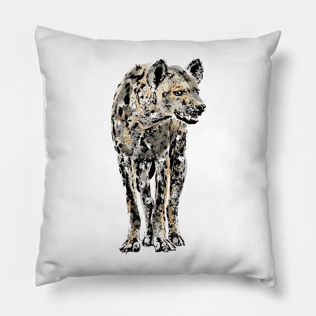 Spotted Hyena Watercolor Artwork for Hyena Fans Pillow by scotch