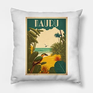 Nauru Vintage Travel Art Poster Pillow