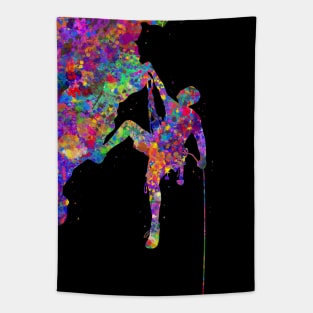 Climber man watercolor art Tapestry