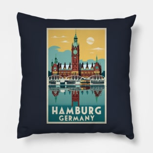 A Vintage Travel Art of Hamburg - Germany Pillow