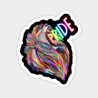 Rainbow Roaring Pride Lion Magnet