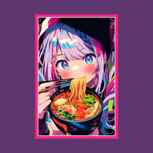 Cute Anime Girl |  Ramen Noodles | Hentaii Chibi Kawaii Design T-Shirt