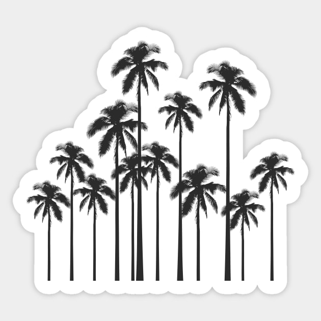 Black and White Exotic Tropical Palm Trees - Palm Trees - Sticker