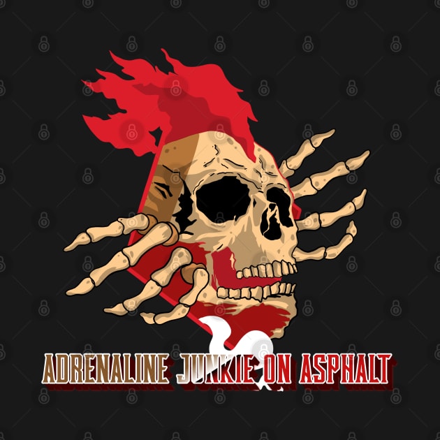 Adrenaline Junkie on Asphalt Skull Face Speed Skeleton Fast Car Racing by Carantined Chao$