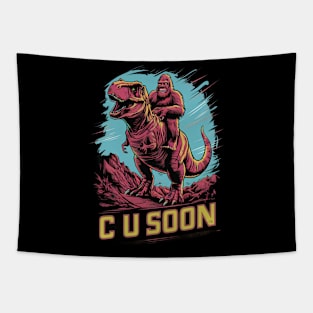 'Bigfoot & T-Rex Tapestry