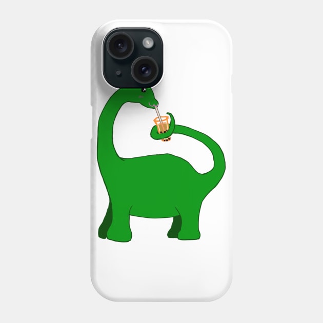 sauropod dino drinking boba with tail Phone Case by leiriin