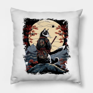 Japanese Cat Samurai Katana Catana - Love Cats Pillow